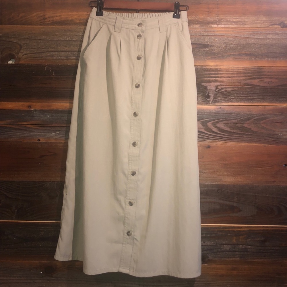 Tan woman’s size small maxi button front skirt